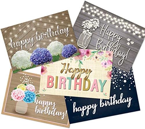 אוסף סטונהאוס / 50 גלויות יום הולדת שמח - 5 עיצובים ליום הולדת / עיצוב אלגנטי ויפה / נהדר לחברים, משפחה, שכנים ועמיתים / גודל: 4 איקס 6 | גלויות יום הולדת בתפזורת